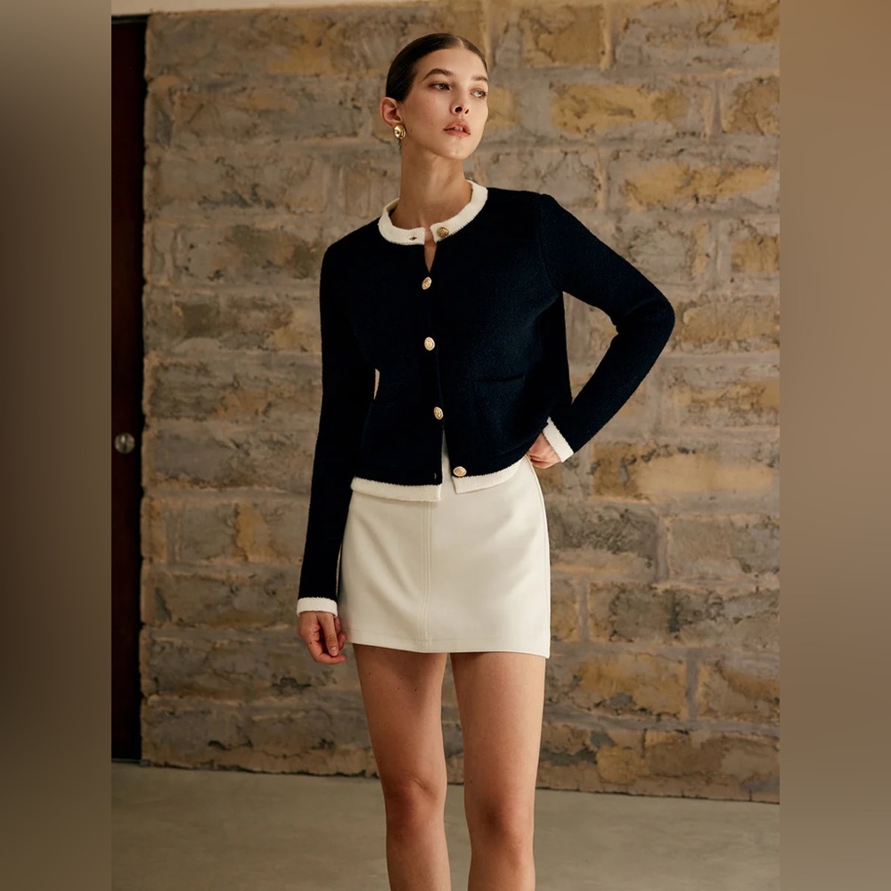 Commense Contrast Trim Jersey Cardigan